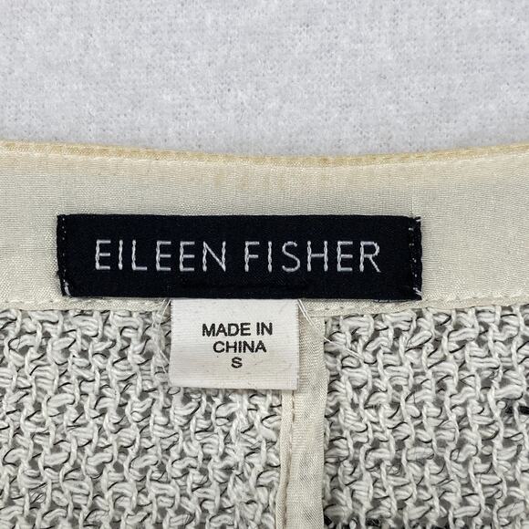 EILEEN FISHER Jacket S Tweed Blazer Cardigan Draped Open Front Off White - Picture 5 of 14